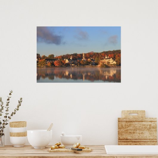 Poster Lac Winnipesaukee Meredith Automne matin (Cuisine)