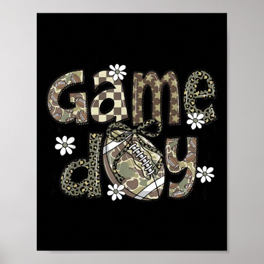 Poster Lace Football Coquette Bow Camouflage Checkered Ga (Devant)