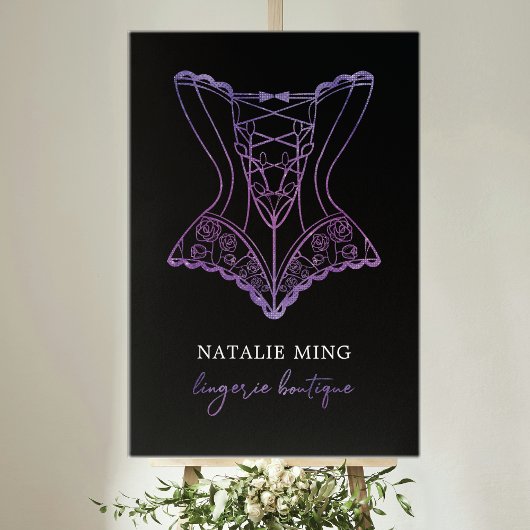 Poster Lace Lingerie Boutique Logo Black Purple