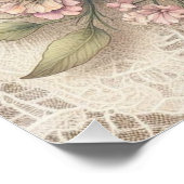 Poster Lace monogramme rose orangé turquoise lys (Coin)