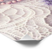 Poster Lace monogramme rose rose rose violet bleu lavande (Coin)