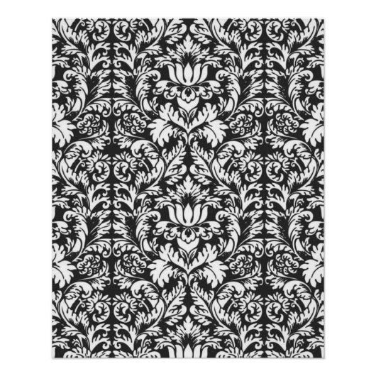 Poster Lace noir blanc Damas Brocade (Devant)