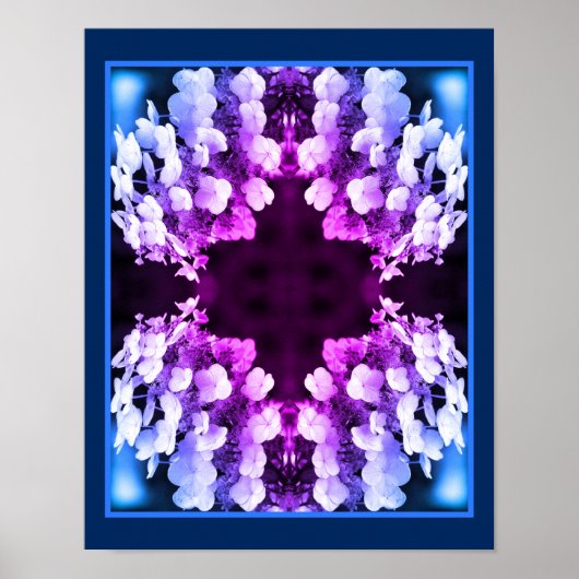 Poster Lacecap Hydrangea Noir Blanc teint Abstrait (Devant)