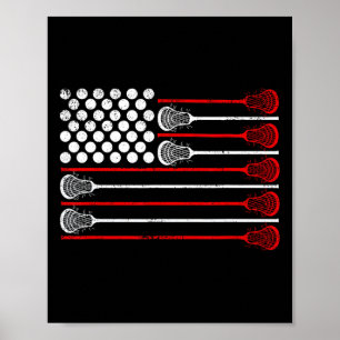 Poster Lacrosse Drapeau Usa Lax