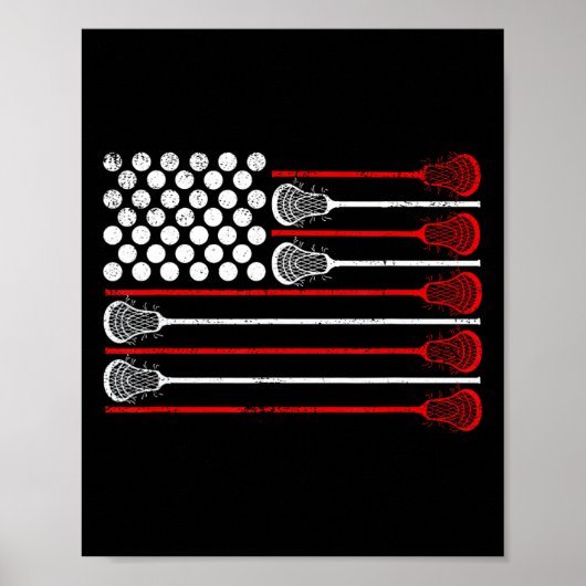 Poster Lacrosse Drapeau Usa Lax  (Devant)
