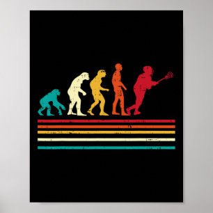 Poster Lacrosse Evolution Retro Lin Joueur Garçon Hommes