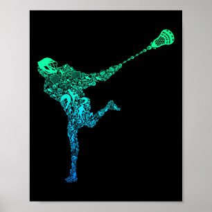 Poster Lacrosse Joueur Jeunes Hommes Enfants Garçons