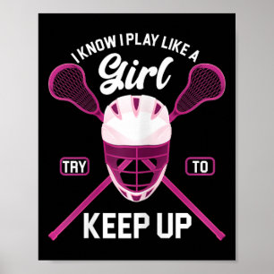 Poster Lacrosse Joueuse fille lessive bâton crosse