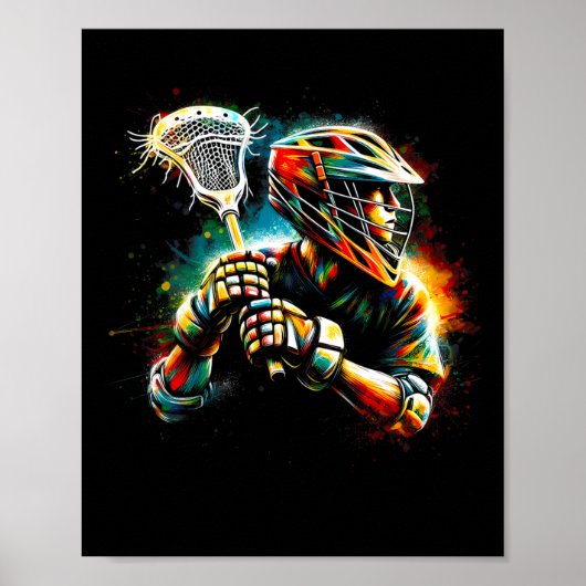 Poster Lacrosse Joueuse Illustration Jeunes Garçons Fille (Devant)