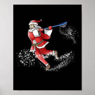 Poster Lacrosse Père Noël Cool de Noël Lax Sport vilain X