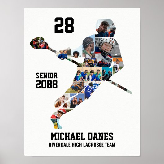 Poster Lacrosse Player Custom Sports Photo Collage (Devant)