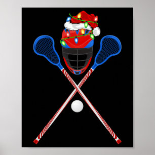 Poster Lacrosse Sports Amoureux Xmas Santa Hat Lacrosse C