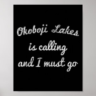 Poster Lacs Okoboji Iowa Drôle Pêche Camping Été Gi