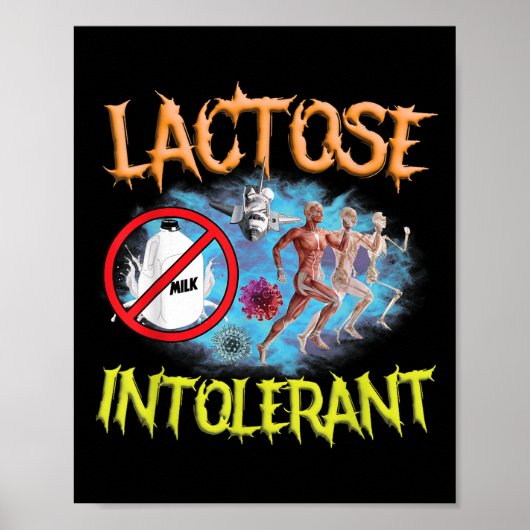 Poster Lactose Intolérant Ironique Sarcastique Funny Humo (Devant)