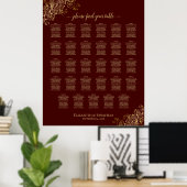 Poster Lacy Gold 29 Table Wedding Seating Chart Auburn (Bureau à domicile)