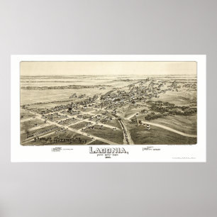 Poster Ladonia, carte panoramique de TX - 1891