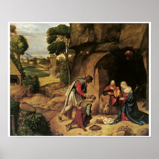 Poster L'Adoration des Bergers, Giorgione (Devant)