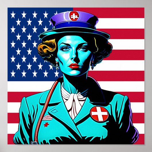 Poster Lady America. Drapeau américain (Devant)