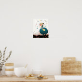 POSTER LADY AVEC BOUQUET FLEURIER ET BOUTTERFLITS (Cuisine)