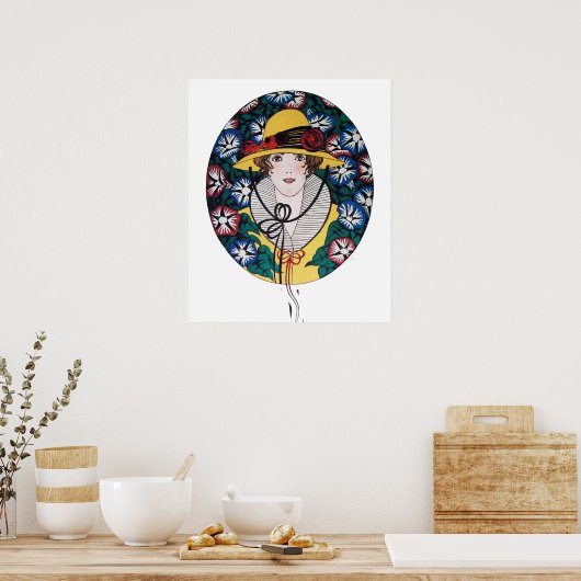 Poster Lady avec les gloires du matin (Cuisine)