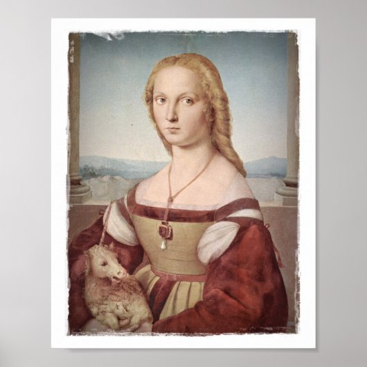 Poster Lady avec une licorne (Devant)