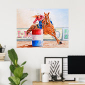 Poster Lady Barrel Racer. Concours Occidental. (Bureau à domicile)