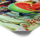 Poster Lady Boire du thé avec chat (Coin)