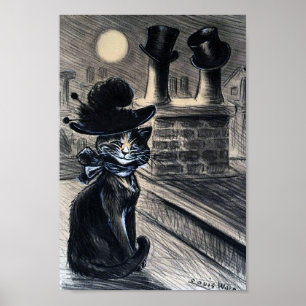 Poster Lady Cat sur le Toit, Louis Wain