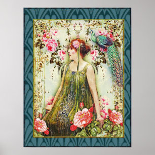 Poster Lady Florale Art Nouveau