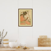 Poster Lady & Harp Art Nouveau Imprimer 16 x 20 (Cuisine)