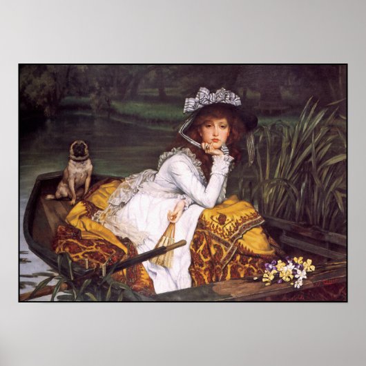 Poster Lady & Her Pet Carlin en bateau par James Tissot (Devant)