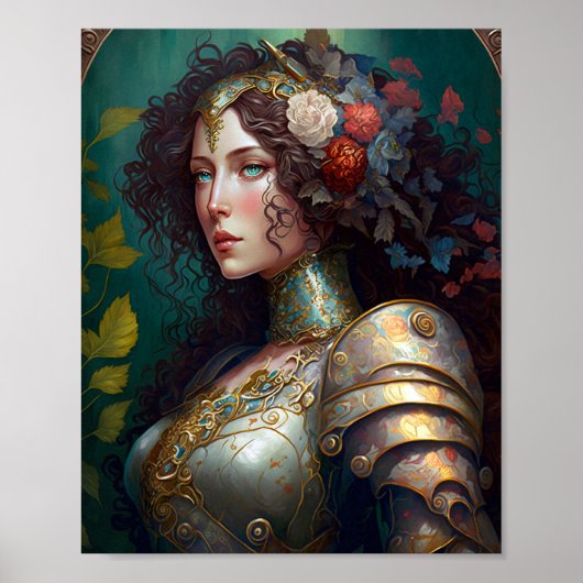 Poster Lady Knight Warrior Armor Imaginaire Art (Devant)
