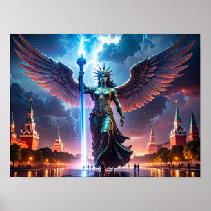 Poster Lady Liberty dit à la Russie - Lâchez les États-Un