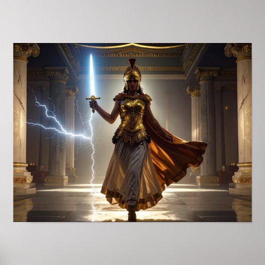 Poster Lady Liberty Goddess Athena Warrior USA Democracy (Devant)