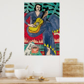 Poster Lady Matisse avec guitare et café (Cuisine)