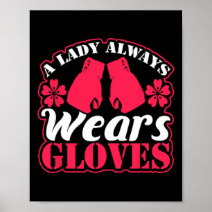 Poster Lady Porte Des Gants De Boxe Lutter Gymnase Femmes