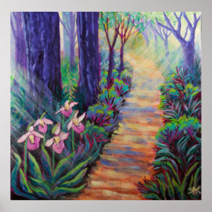 Poster Lady Slippers on the Path