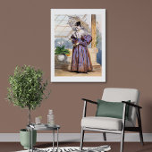 Poster Lady victorienne avec Parasol - Elegant Garden Art