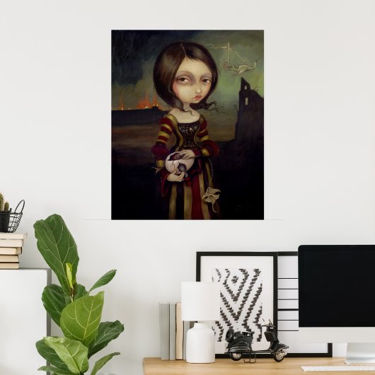 Poster Lady with a Bosch Egg lowbrow gothic Art Imprimer (Bureau à domicile)