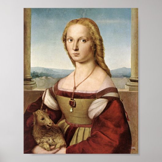 Poster Lady with a Unicorn by Raphael Canvas Print (Devant)