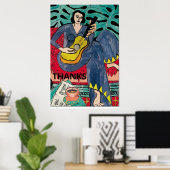 Poster Lady with Guitar & Coffee Cup, ajouter du texte (Bureau à domicile)