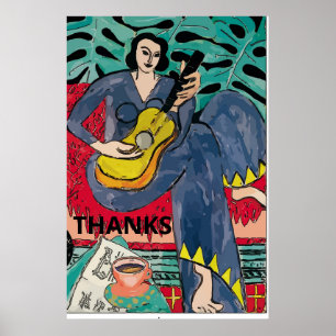 Poster Lady with Guitar & Coffee Cup, ajouter du texte