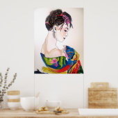 Poster Lady with kimono (Cuisine)