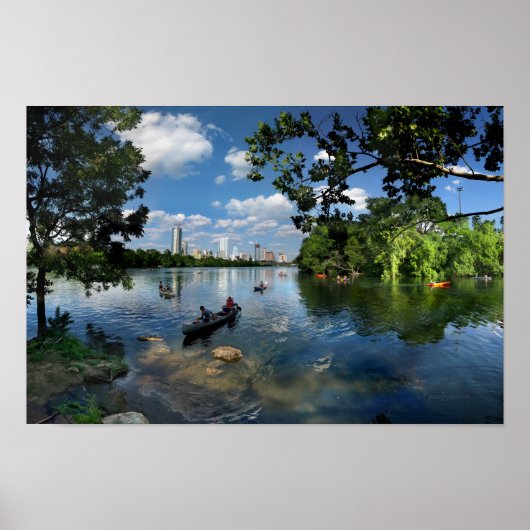 Poster Ladybird Lake / Austin Texas Skyline 3 (Devant)