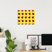 Poster Ladybug 60s rétro cool rouge jaune (Bureau à domicile)