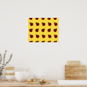 Poster Ladybug 60s rétro cool rouge jaune (Cuisine)