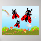 Poster Ladybug and mushrooms (Devant)
