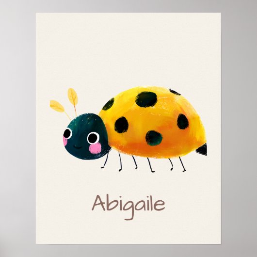 Poster Ladybug Nursery Name Wall Art Print (Devant)