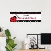 Poster Ladybug Polka Dot Personnalisé Anniversaire Bandea (Bureau à domicile)