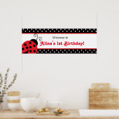Poster Ladybug Polka Dot Personnalisé Anniversaire Bandea (Cuisine)